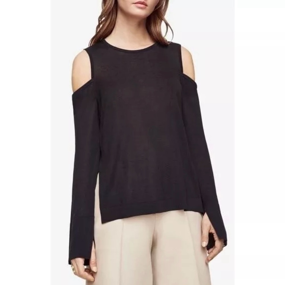 NWT BCBGMAXAZRIA Women’s Cold Shoulder Black Knit Top XS